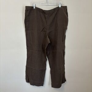 NWOT J Jill Love Linen Pants XLT Brown Elastic Waist Pockets Lagenlook
